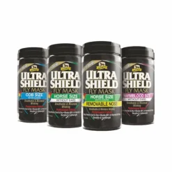 Absorbine - Masque anti-mouches avec nez amovible, avec ou sans oreilles UltraShield FlyMask noir