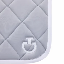Cavalleria Toscana - Tapis de selle Diamond Quilted Jersey light grey et blanc