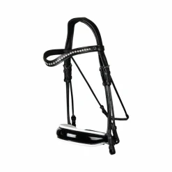 Dyon - Bride muserolle large vernie rembourrage blanc New English Collection noir