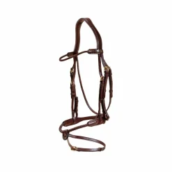 Dyon - Bridon muserolle tressée sous-barbe amovible cuir havane