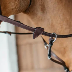 Dyon - Rênes caoutchouc 7 arretoirs tressés New English marron