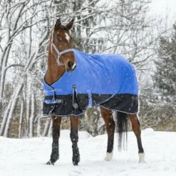 Equithème - Couverture d'extérieur Tyrex 1200D "Aisance" bleu/noir 50g