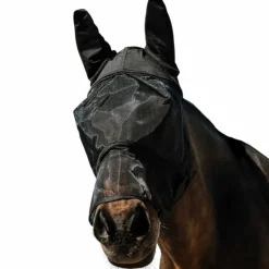 Equithème - Masque anti-mouches et UV Soft avec oreilles et nez noir