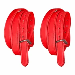 Flags & Cup - Etrivières nylon gainé et cuir rouge