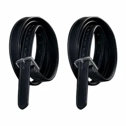 Flags & Cup - Etrivières nylon gainé et cuir noir