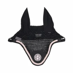 Harcour - Bonnet pour chevaux Suzette noir/ rose