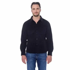 Harcour - Chemise manches longues en velours homme Shavi noir