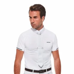 Harcour - Polo manches courtes de concours Crystallo Rider Blanc