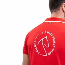 Harcour - Polo manches courtes homme Swiss Equestrian Friends Dranse rouge