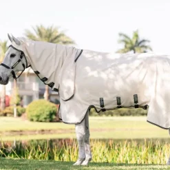 Horseware - Couverture anti-mouches Rambo Hoody XL chalk/ hunter green/ argent