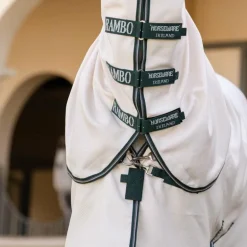 Horseware - Couverture anti-mouches Rambo Hoody XL chalk/ hunter green/ argent