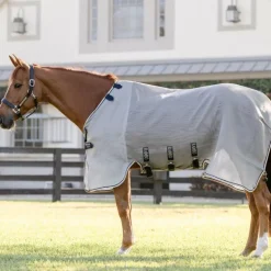Horseware - Couverture anti-mouches Rambo Protector Fieldsafe argent/ marine/ blanc/ beige