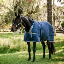 Horseware - Couverture de box Rambo Optimo Stable marine/ thunderstorm grey/ argent 400g