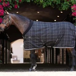 Horseware - Couverture de box Rhino Pony Stable VL noir/ gris/ blanc à carreaux/ gris 250g