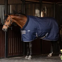 Horseware - Couverture de box Rhino Stable VL marine/ titanium grey/ classic blue 350g