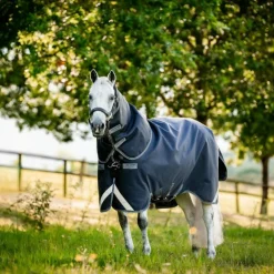 Horseware - Couverture d'extérieur Rambo Supreme Turnout Plus marine/ thunderstorm grey/ silver 50g