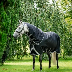 Horseware - Couverture d'extérieur Amigo Bravo Plus Turnout noir/ titanium grey/ argent 100g