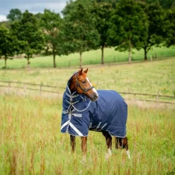 Horseware - Couverture d'extérieur Rhino Plus Turnout marine/ titanium grey/ classic blue 450g