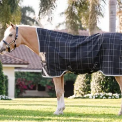 Horseware - Couverture d'extérieur Rhino Wug Pony Turnout VL noir/ gris/ blanc à carreaux 250g