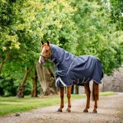 Horseware - Couverture d'extérieur Rambo Duo Force 2.0 marine/ thunderstorm grey/ argent 100g