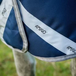 Horseware - Couverture d'extérieur Amigo FieldSafe Plus Turnout marine/ titanium grey/ argent 50g