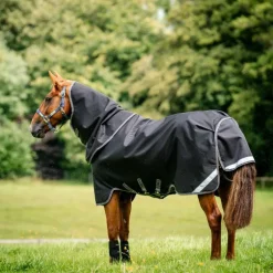 Horseware - Couverture d'extérieur Rambo Supreme Turnout Plus noir/ thunderstorm grey/ silver 450g