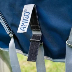 Horseware - Couverture d'extérieur Amigo FieldSafe Plus Turnout marine/ titanium grey/ argent 100g