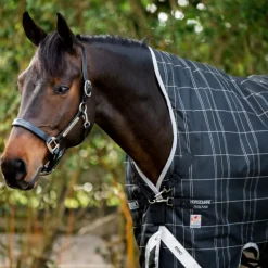 Horseware - Couverture d'extérieur Rhino Wug Turnout VL noir/ gris/ blanc à carreaux 250g