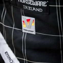 Horseware - Couverture d'extérieur Rhino Wug Turnout VL noir/ gris/ blanc à carreaux 250g