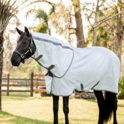Horseware - Couverture d'extérieur Amigo Summer Plus marine check/ titanium grey/ argent
