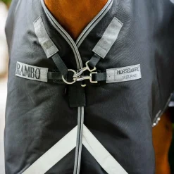Horseware - Couverture d'extérieur Rambo Supreme Turnout Plus noir/ thunderstorm grey/ silver 50g