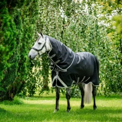 Horseware - Couverture d'extérieur Amigo Bravo 12 Plus noir/ titanium grey/ argent 400g