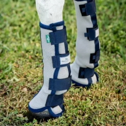 Horseware - Guêtres anti-mouches Fly Boots argent/ marine x2