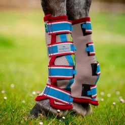 Horseware - Guêtres anti-mouches Flyboot beige/ cerise/ pêche/ bleu x4