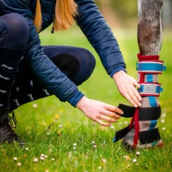Horseware - Guêtres anti-mouches Flyboot beige/ cerise/ pêche/ bleu x4