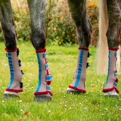 Horseware - Guêtres anti-mouches Flyboot beige/ cerise/ pêche/ bleu x4