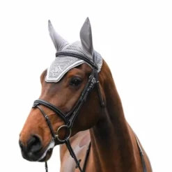 Jump'In - Bonnet chevaux Écusson gris clair et blanc