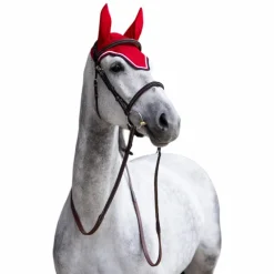 Jump'In - Bonnet pour chevaux Balthazar rouge/ marine