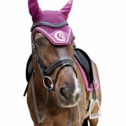 Kentucky Horsewear - Bonnet pour chevaux anti-bruits Wellington 3D Logo Rope violet