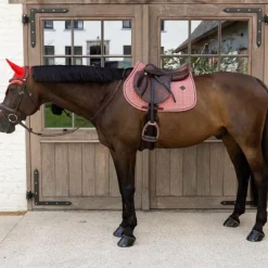 Kentucky Horsewear - Bonnet pour chevaux Wellington Velvet Printing check rouge