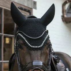 Kentucky Horsewear - Bonnet anti-mouche Wellington big stone & pearl anti-bruit noir