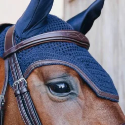 Kentucky Horsewear - Bonnet Wellington cuir combi Anti-bruits marine