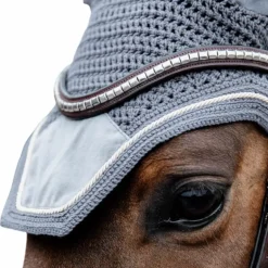 Kentucky Horsewear - Bonnet pour chevaux anti-bruits Wellington Basic Velvet gris