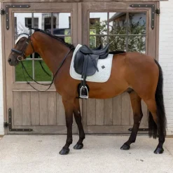 Kentucky Horsewear - Bonnet pour chevaux Wellington Velvet Printing pied de poule gris/ blanc