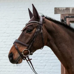 Kentucky Horsewear - Bonnet Long stone & Pearl anti-bruits marron