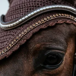 Kentucky Horsewear - Bonnet Long stone & Pearl anti-bruits marron