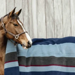 Kentucky Horsewear - Couverture séchante carré heavy stripes marine/ gris