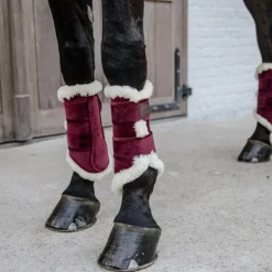 Kentucky Horsewear - Guêtres fermées cuir velvet contrast bordeaux x2