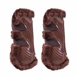 Kentucky Horsewear - Guêtres ouvertes mouton marron vegan Bamboo Elastique marron x2