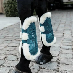 Kentucky Horsewear - Guêtres ouvertes mouton vegan Bamboo Elastic emeraude x2